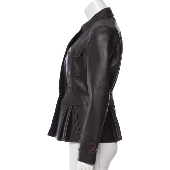 BURBERRY Leather Peplum Jacket NWT $2195 - Picture 2 of 4